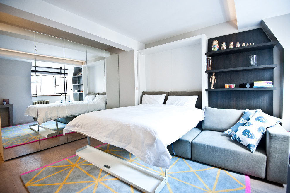 Contemporary Sofa Beds Bedroom Contemporary with Geometric Area Rug Gray