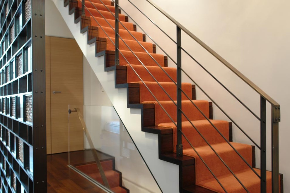 Contemporary Stair Railing Staircase Contemporary with Axis Mundi Bronze Bronze
