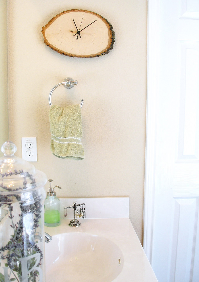 Contemporary Wall Clocks Bathroom Eclectic with Art Clock Driftwood Environment