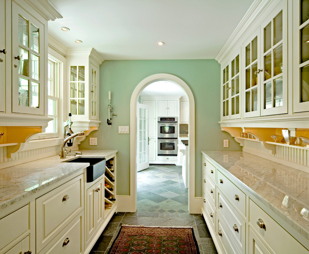 Contemporary Wine Racks Kitchen Traditional with Aqua Beadboard Backsplash Bin