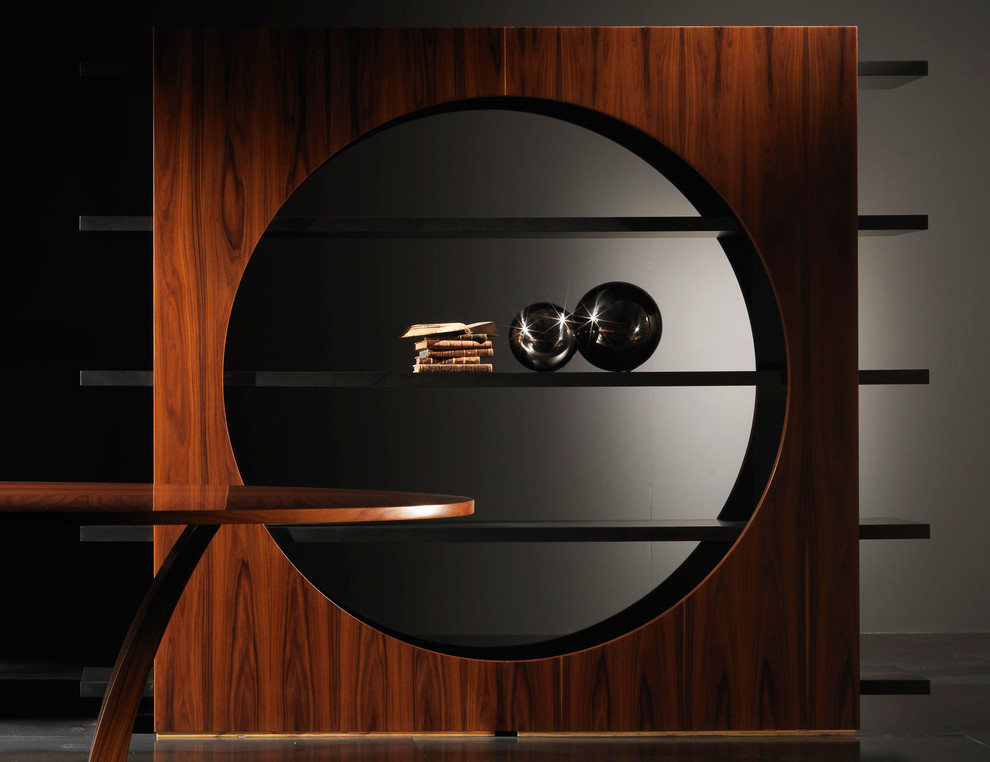Contemporary Wood Furniture Spaces with Nella Vetrina Wooden Shelves