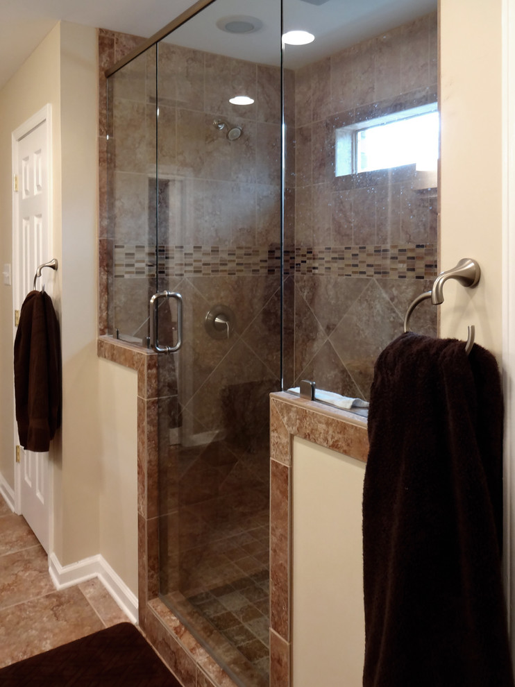 Converting Bathtub to Shower Bathroom Traditional with None 