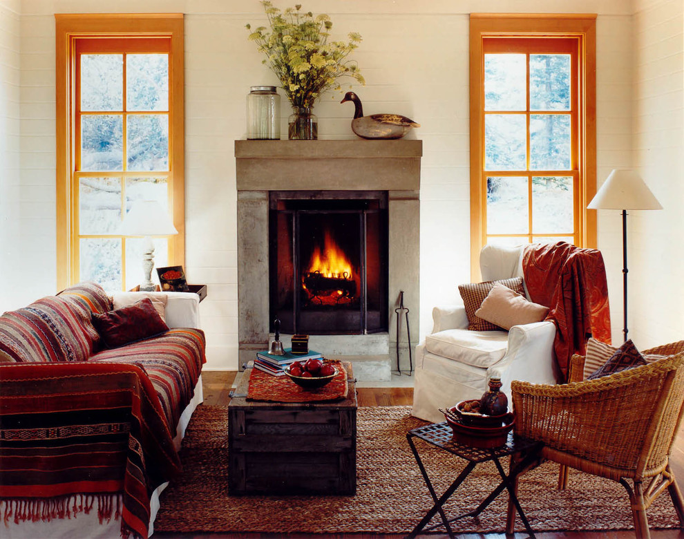 Converting Wood Burning Fireplace to Gas Living Room Rustic with Built in Bench Built in Bookshelves