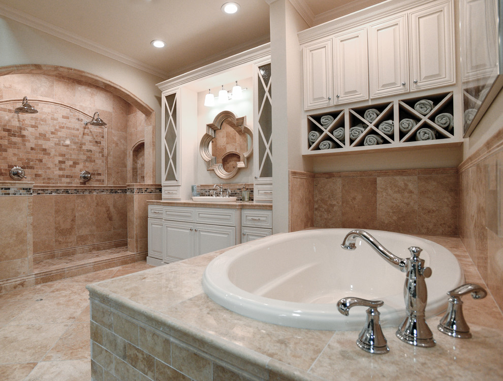 Cookie Sheet Storage Bathroom Traditional with Bucak Travertine Floor Tile