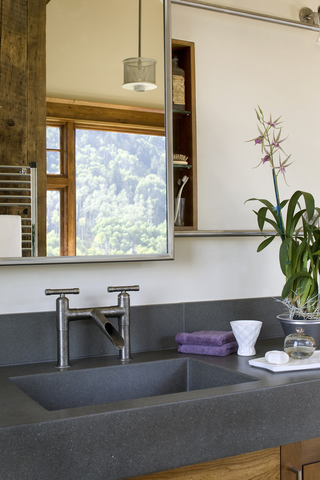 Cool Bathroom Faucets Bathroom Contemporary with Clean Lines Gray Counters