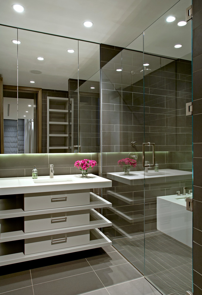 Cool Bathroom Vanities Bathroom Contemporary with Bathtub Inside Shower Glass