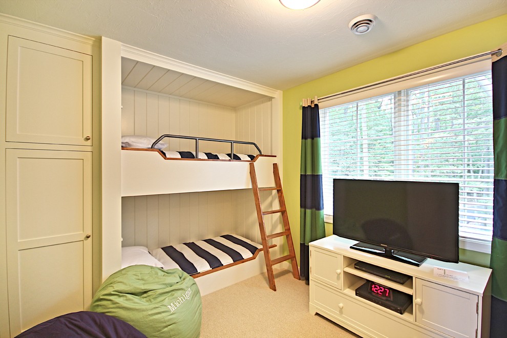 Cool Bunk Beds Kids Traditional with Accent Wall Beach House
