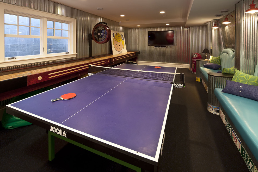 Cool Ping Pong Tables Family Room Traditional with Built in Bench Seats