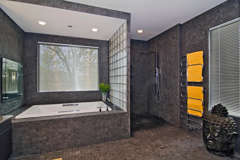 Cool Shower Heads Bathroom Contemporary with Buddha Head Curbless Shower