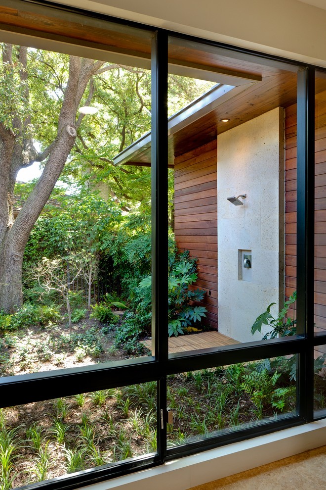 Cool Shower Heads Patio Midcentury with Large Overhang No Shower