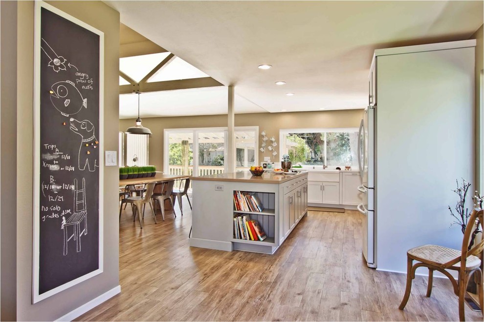 Cool Vinyl Flooring Kitchen Contemporary with Caesarstone Countertops Ceiling Lights