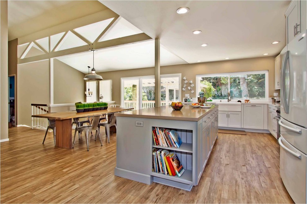 Cool Vinyl Flooring Kitchen Contemporary with Farmhouse Sink Industrial Light