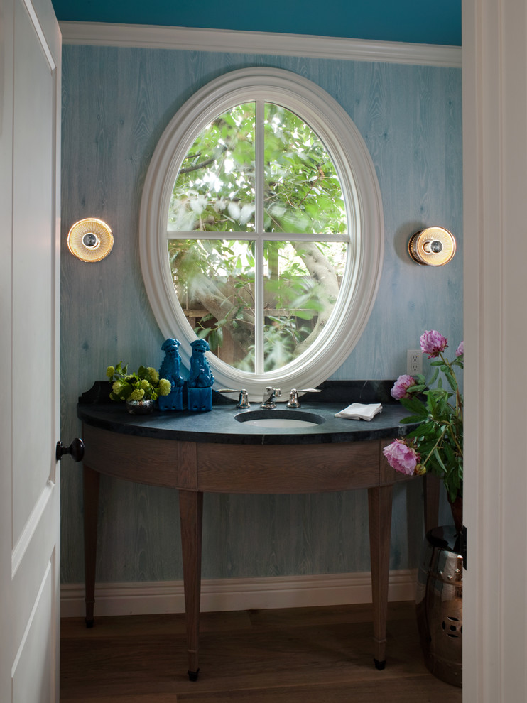 Cool Wall Sconces Powder Room Traditional with Blue Wood Grain Circular