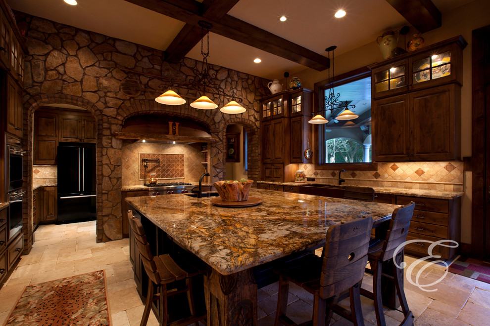 Copper Canyon Granite Kitchen Mediterranean with Countertops Kitchen Lighting Stone1