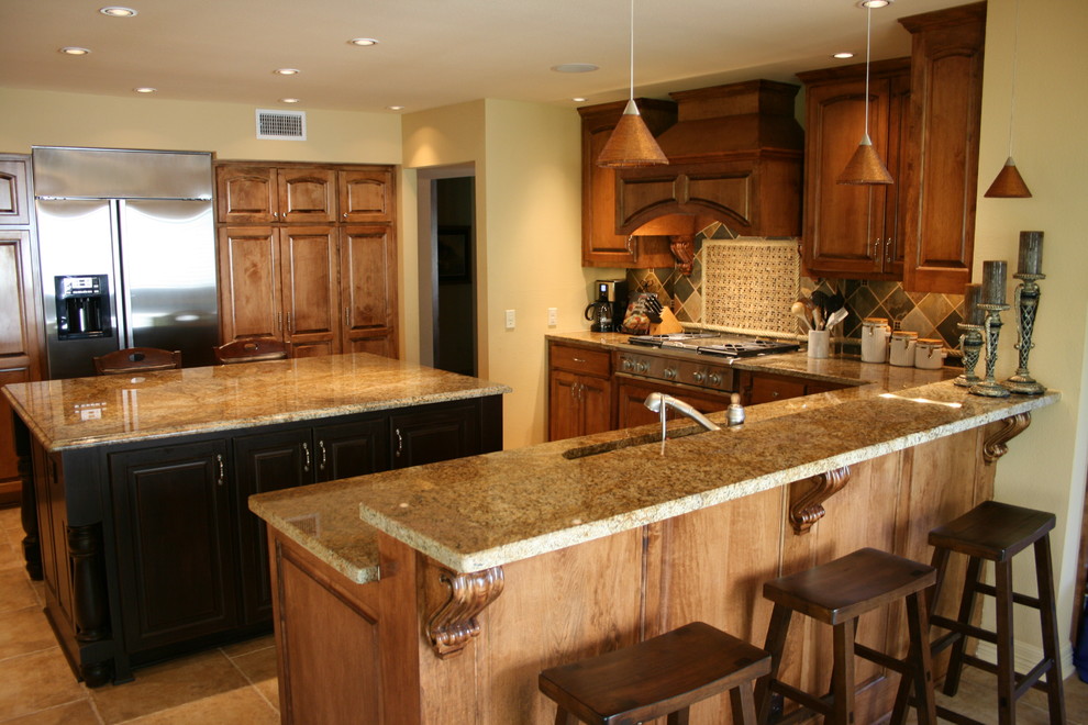 Copper Canyon Granite Kitchen Traditional with Backsplash Edge Granite Island5