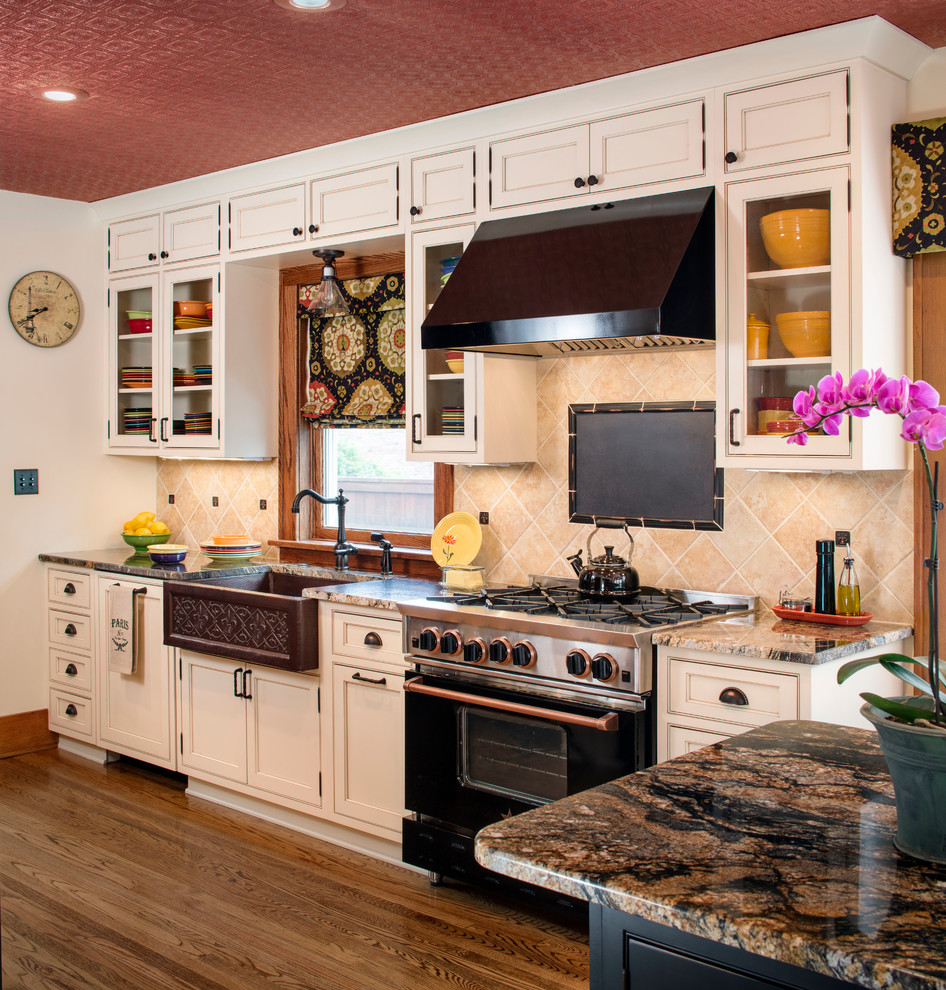 Copper Ceiling Tiles Kitchen Traditional with Bar Black Hood Black