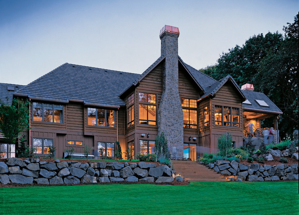 Copper Chimney Caps Exterior Rustic with Board and Batten Cabin
