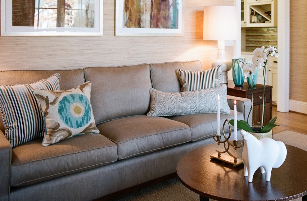 Copper Coffee Tables Living Room Traditional with Beige Textured Wallpaper Bespoke