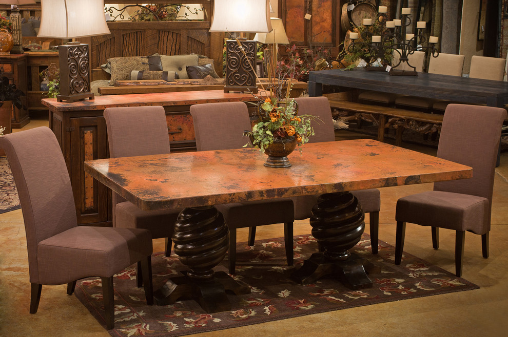 Copper Dining Table Dining Room Rustic with Aged Copper Copper Dinette