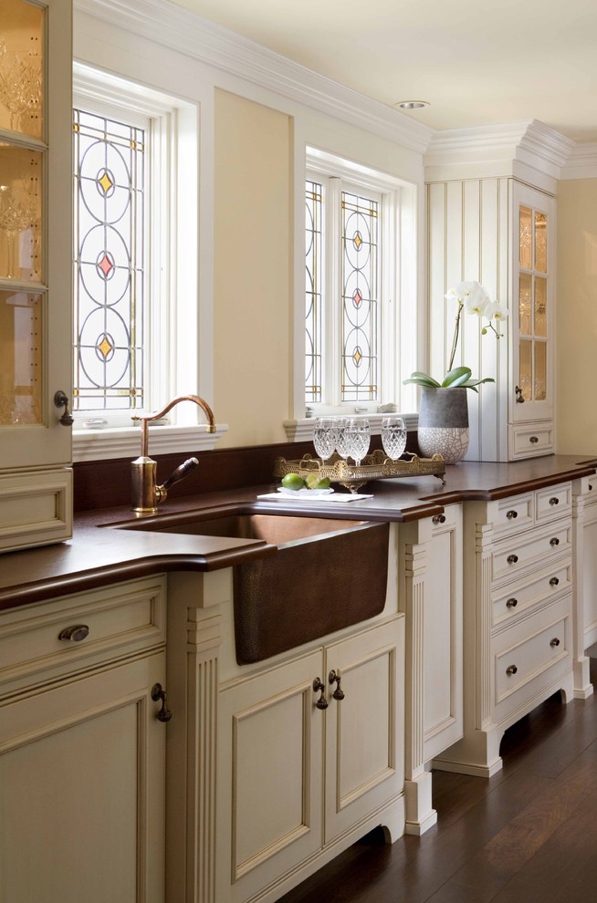 Copper Kitchen Countertops Kitchen Traditional with Apron Front Sink Beadboard