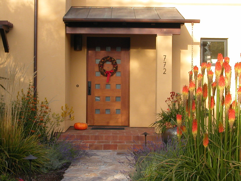 Copper Rain Chain Entry Contemporary with Door Decoration Front Door