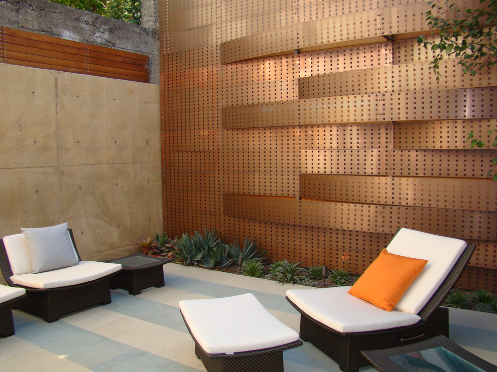 Copper Wall Panels Patio Contemporary with Concrete Wall Copper Wall