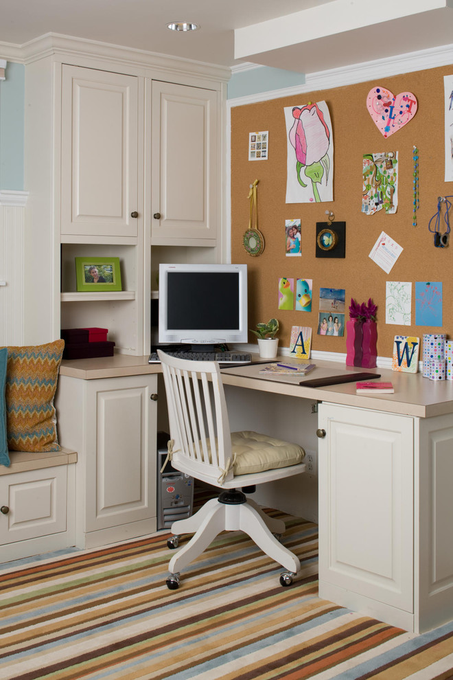 Cork Board Wall Kids Traditional with Built in Bench Built In