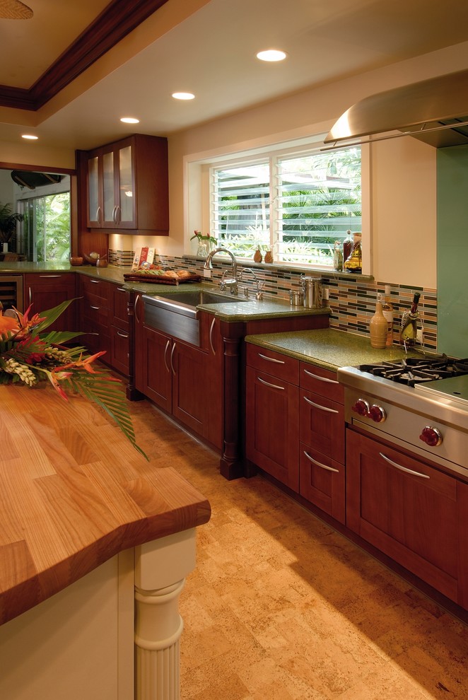 Cork Flooring Pros and Cons Kitchen Tropical with Apron Sink Bullet Tiles1