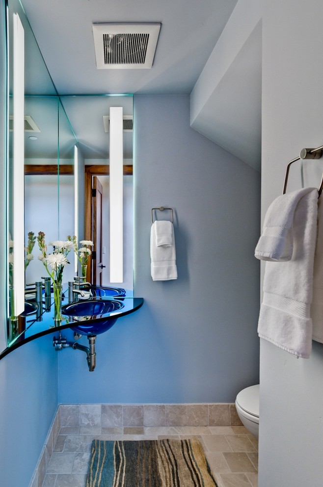 Corner Bathroom Sinks Powder Room Contemporary with None 
