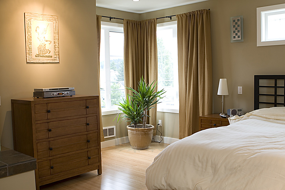 Corner Curtain Rod Bedroom Contemporary with Bedside Table Chest Of