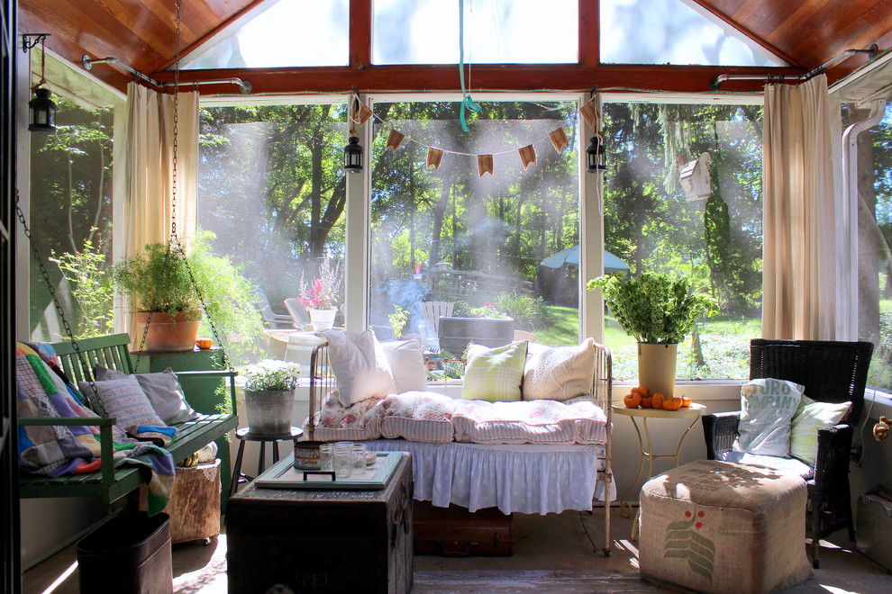 Corner Curtain Rod Porch Eclectic with Day Bed Daybed Dust