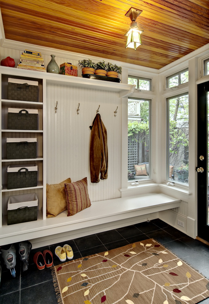 Corner Mudroom Bench Entry Traditional with Basket Bead Board Bench