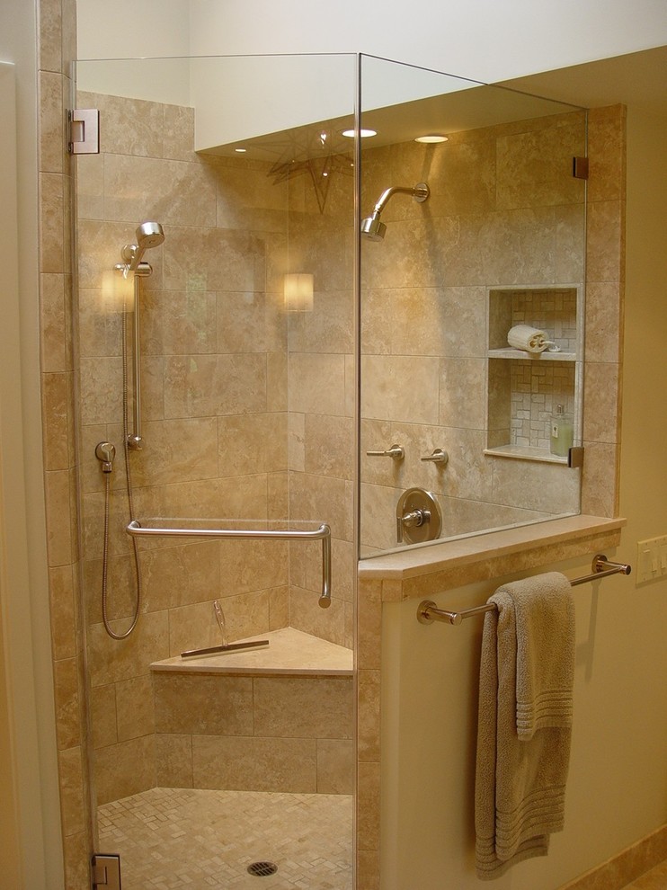 Corner Shower Kits Bathroom Contemporary with Built Ins Ceiling Lighting