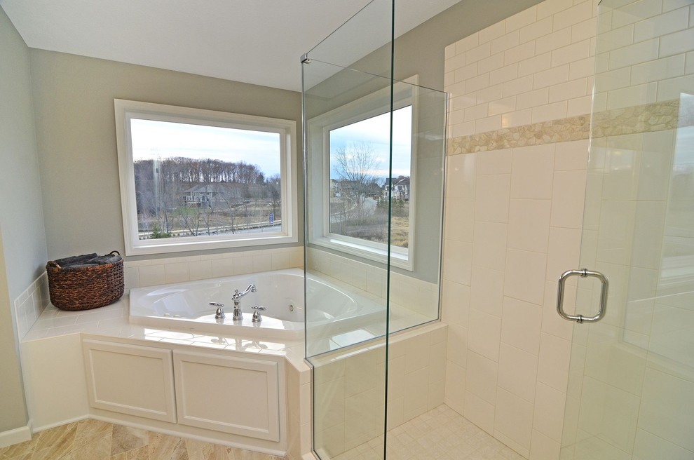 Corner Tub Dimensions Bathroom Traditional with Accent Tile Angled Bath