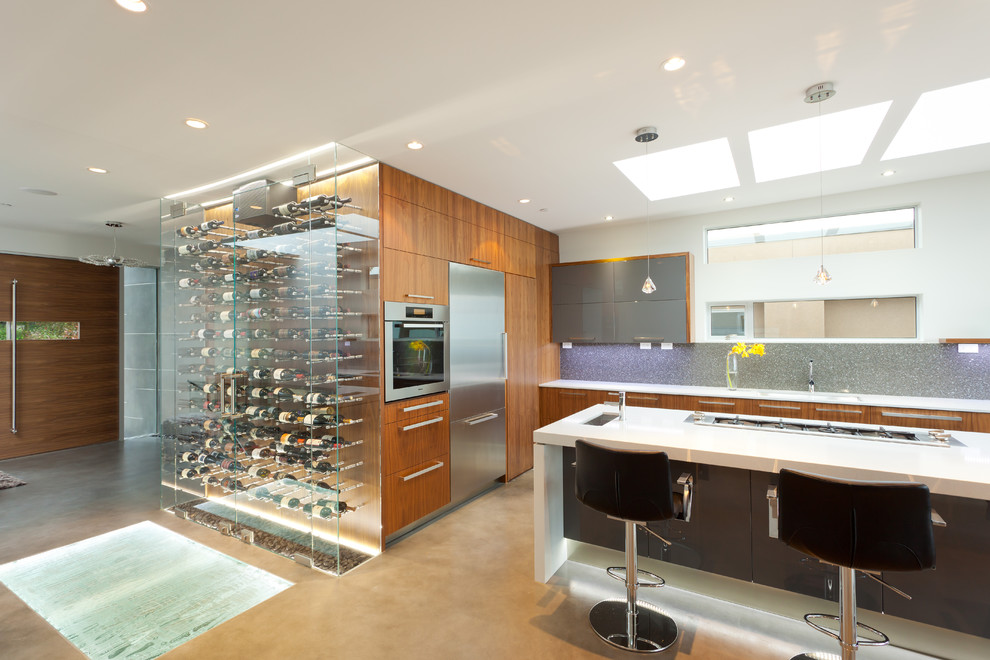 Corner Wine Cabinet Kitchen Contemporary with Ardex Backsplash Black Walnut