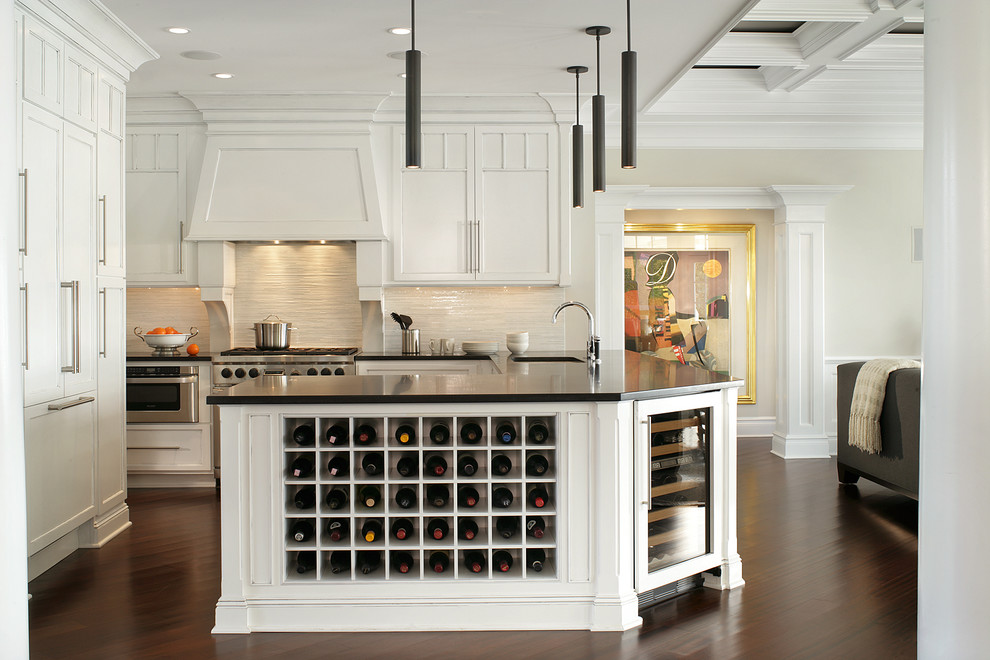 Corner Wine Cabinet Kitchen Traditional with Beige Tile Backsplash Beige