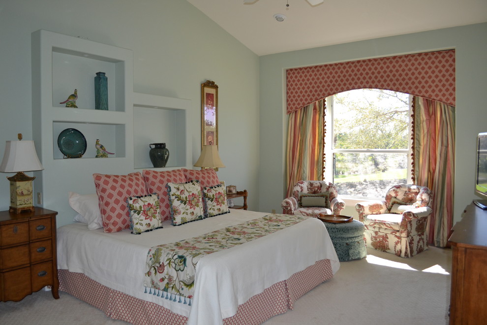 Cornice Board Patterns Bedroom Eclectic with Armchair Bed Blue Blue