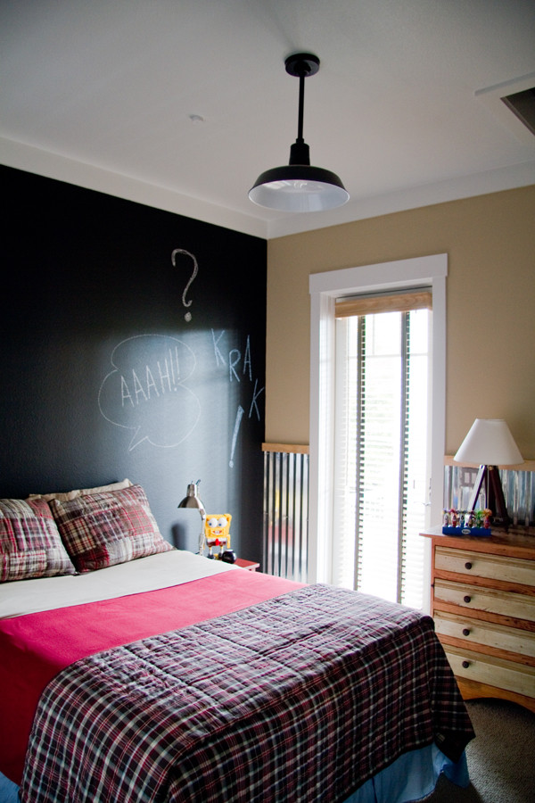 Corrugated Metal Wainscoting Bedroom Industrial with Bedroom Lighting Black Light