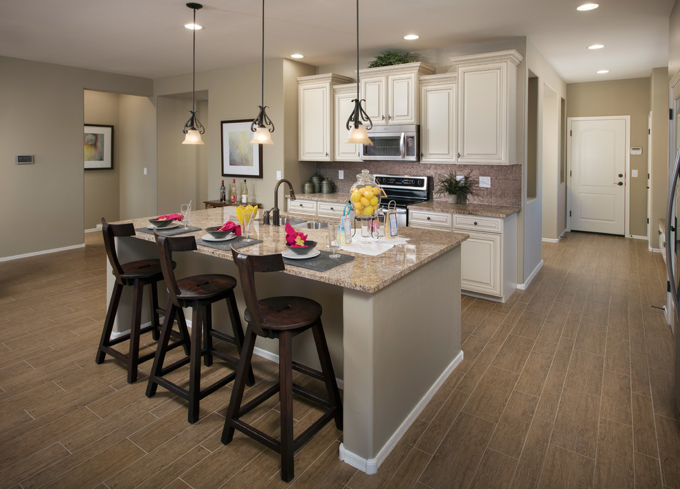 Cost of Countertops Kitchen Traditional with Brown Flooring Dark Wood
