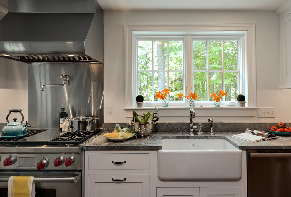 Costa Esmeralda Granite Price Kitchen Farmhouse with Brick Brick Chimney Country