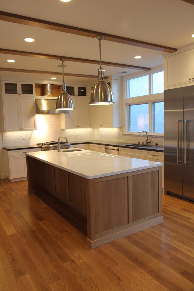 Counter Height Island Kitchen Traditional with Calacatta 