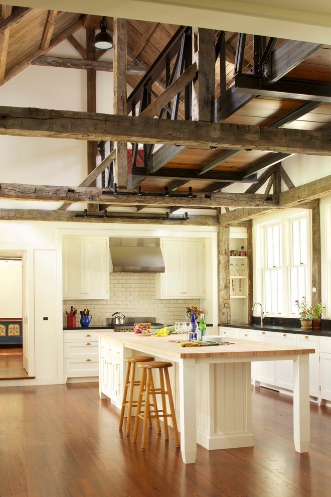 Counter Height Kitchen Tables Kitchen Farmhouse with 3x6 Subway Tile Barn