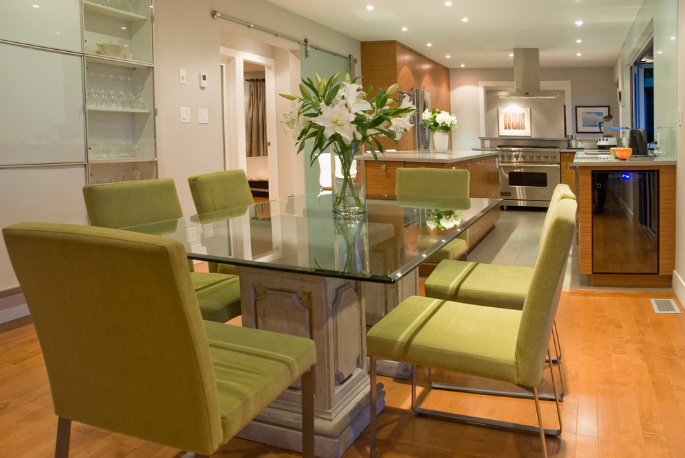 Counter Height Pedestal Table Dining Room Contemporary with Floral Arrangement Glass Tabletop