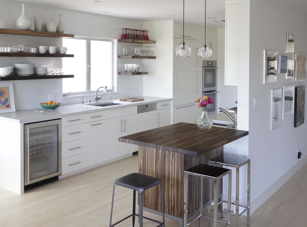 Counter Height Table Kitchen Modern with Cabinet Front Refrigerator Cafe