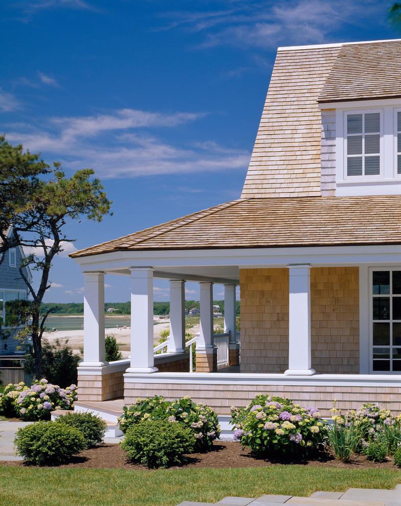 Covered Deck Designs Porch Traditional with Bonnet Roof Cape Cod
