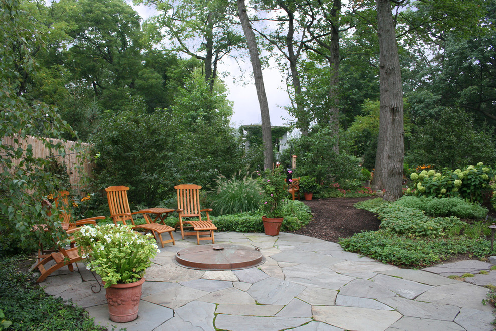 Covered Fire Pit Patio Traditional with Bushes Garden Grass Grout