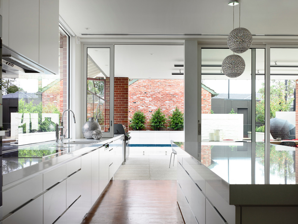 Covered Outdoor Kitchens Kitchen Contemporary with Bench Brick Cooktop Flat