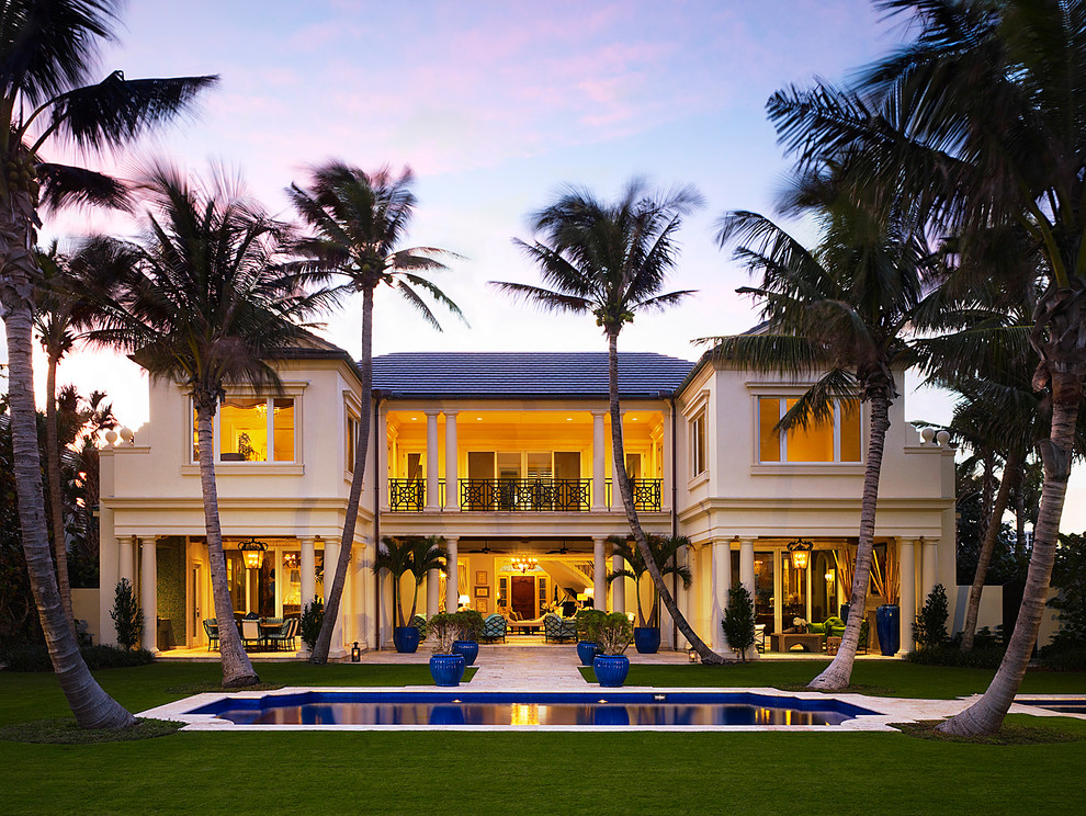 Covered Outdoor Patios Exterior Tropical with Back Balcony Backyard Blue