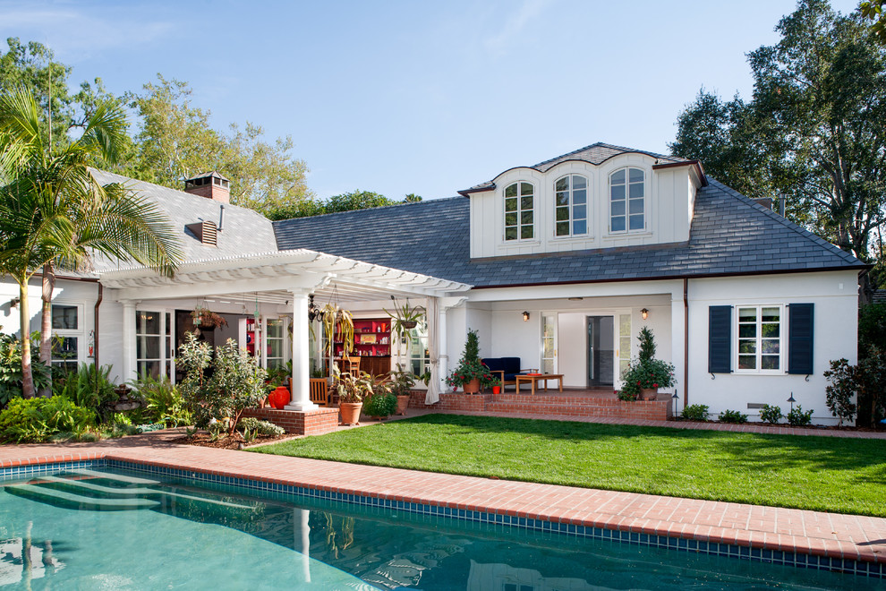Covered Pergola Plans Exterior Traditional with Arched Windows Back Yard
