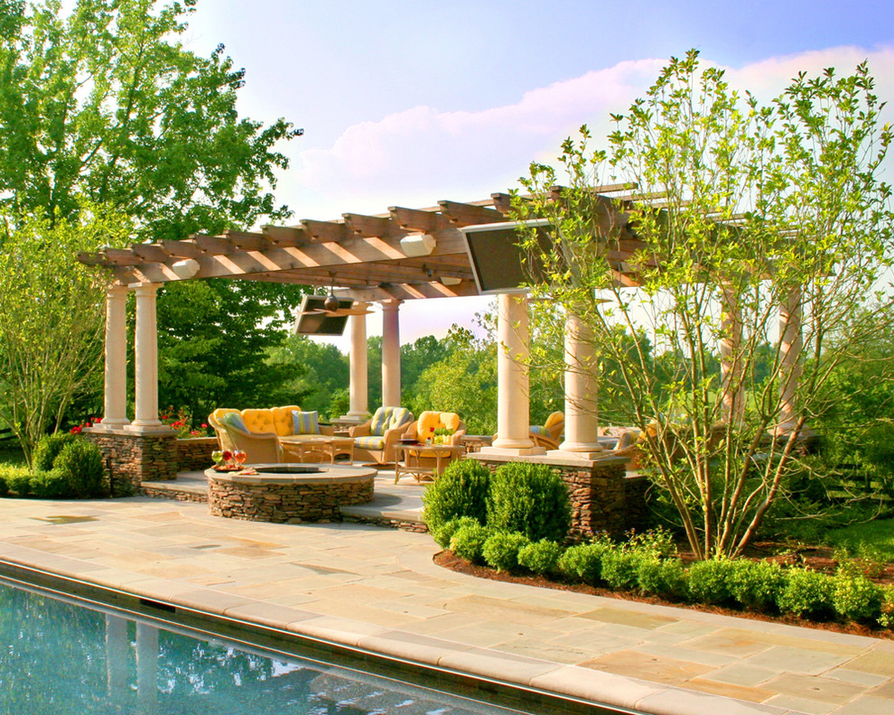 Covered Pergola Plans Patio Traditional with Aquascape Blue Outdoor Colorful